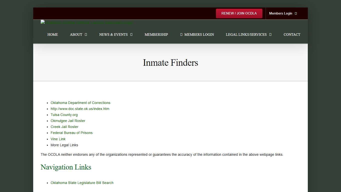 Inmate Finders – Oklahoma Criminal Defense Lawyers Association